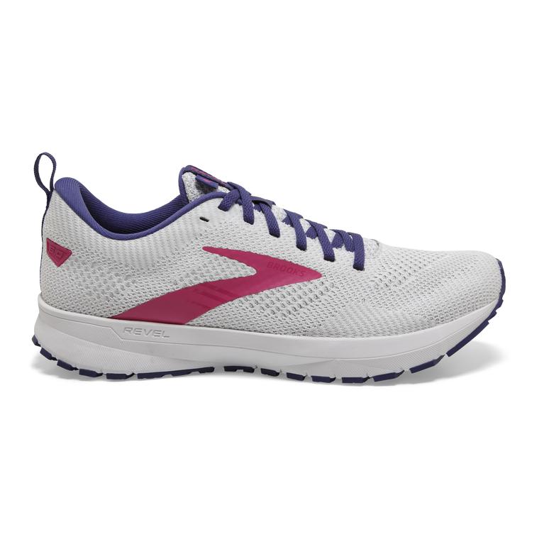 Brooks REVEL 5 Performance Road Running Shoes Womens Canada - White/Navy/Pink (BGV348690)